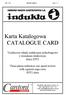 Karta Katalogowa CATALOGUE CARD