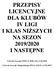 PRZEPISY LICENCYJNE DLA KLUBÓW IV LIGI I KLAS NIŻSZYCH NA SEZON 2019/2020 I NASTĘPNE. Uchwała Zarządu PZPN nr II/30 z dn