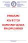 PROGRAM XXV EDYCJI OLIMPIADA JĘZYKA BIAŁORUSKIEGO