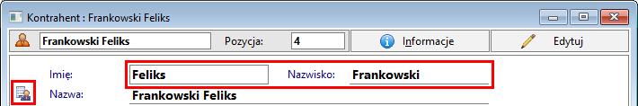 2.7.2.1 Anonimizacja danych z okna kontrahenta (moduły Handel, Finanse I Księgowość) Opisana powyżej operacja anonimizacji pojedynczej osoby dostępna jest również z okna kontrahenta (będącego osobą