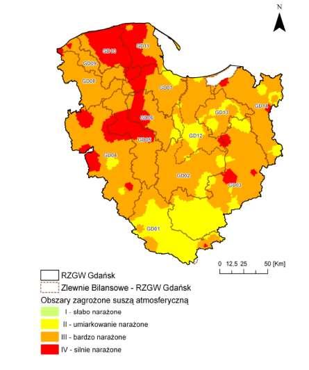 Obszary zagrożone suszą Susza atmosferyczna: Czyli brak opadów (przez 20 dni), wysoka temperatura i niska