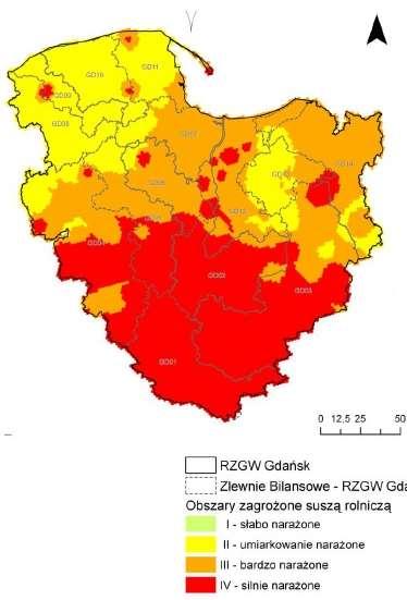 Obszary zagrożone suszą Susza rolnicza: Wilgotność gleby jest niedostateczna do zaspokojenia potrzeb wodnych roślin