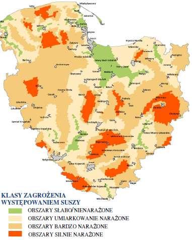 Obszary zagrożone suszą Susza hydrogeologiczna: Następstwo suszy hydrologicznej, następuje obniżenie zwierciadła wód podziemnych.