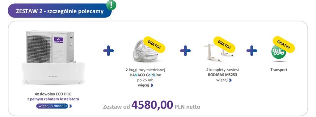 4x Klimatyzator ECO PRO Rura miedziana - pierwszy krąg 4 komplety CENA ZA KOMPLET!