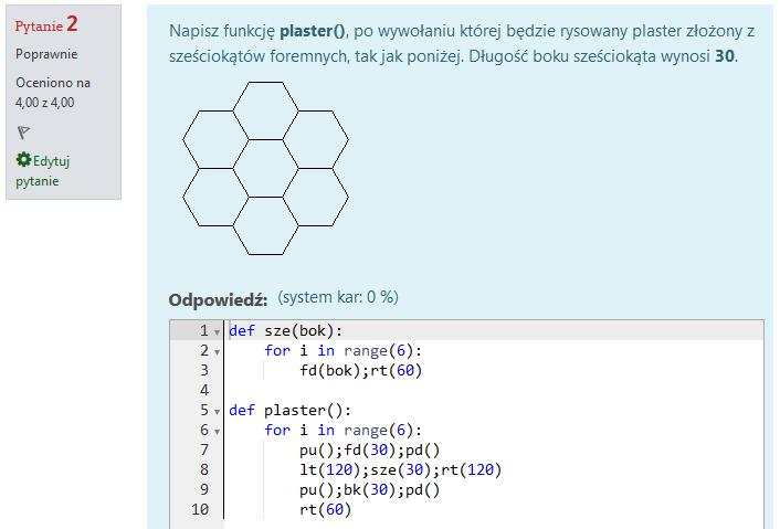 E-nauczanie jako metoda pracy z uczniem zdolnym 153 chomienie. Na potrzeby szkolenia zostały przygotowane zadania w formie quizów polegające na napisaniu programu, który jest sprawdzany automatycznie.