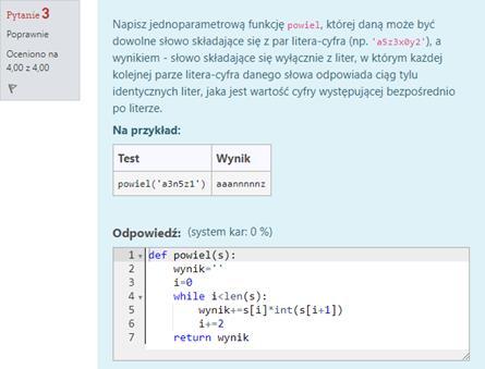 3. Obliczenia i algorytmy E-nauczanie jako metoda pracy z uczniem zdolnym 155 Kolejne szkolenie poświęcone jest rozwiązywaniu zadań obliczeniowych oraz dotyczących przetwarzania napisów i