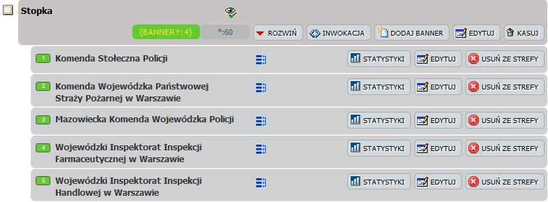 W naszym przykładzie są to 2 bannery, będą one wyświetlane stale w 2 pierwszych slotach, a więc zostają jeszcze 3 wolne sloty.