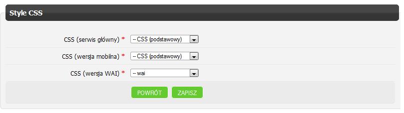 1.5. Style CSS Wybieramy domyślny styl, w jakim będą wyświetlane elementy strony (styl i rozmiar czcionek, sposób wyświetlania linków itp.).