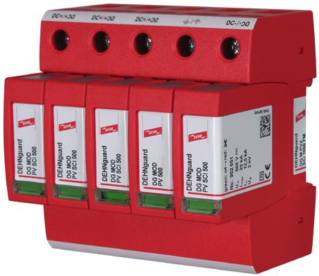 DEHNguard M SN1868 Wielobiegunowy modułowy, kompletny, gotowy do instalacji o napięciu znamionowym do 1000 V DC.