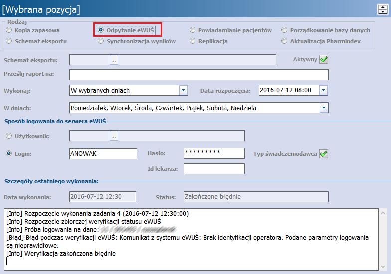 3.1.3 Odpytanie ewuś Funkcjonalność Harm onogram u zadań umożliwia automatyczne odpytanie ewuś pacjentów, którzy zostali dodani do zbiorczej weryfikacji.