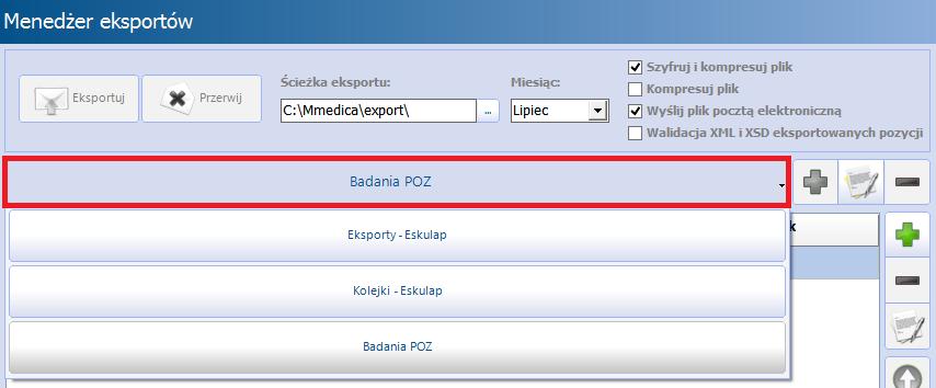 Schematy eksportów Nazwy schematów można dowolnie zmieniać, używając do tego przycisku,