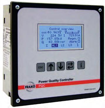 Komponenty Regulatory mocy biernej PQC Kontroler jakości energii Jest to regulator mocy biernej z opcją monitorowania jakości energii Nowy kontroler jakości energii PQC łączy zalety regulatorów mocy