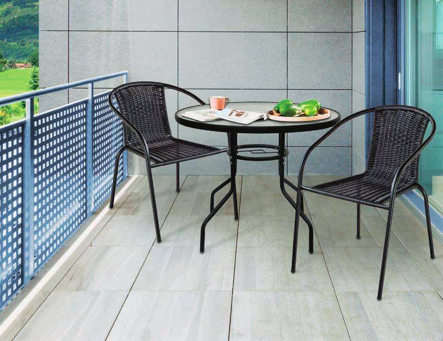 : aluminium, polirattan, poduszki: poliester, w zest.