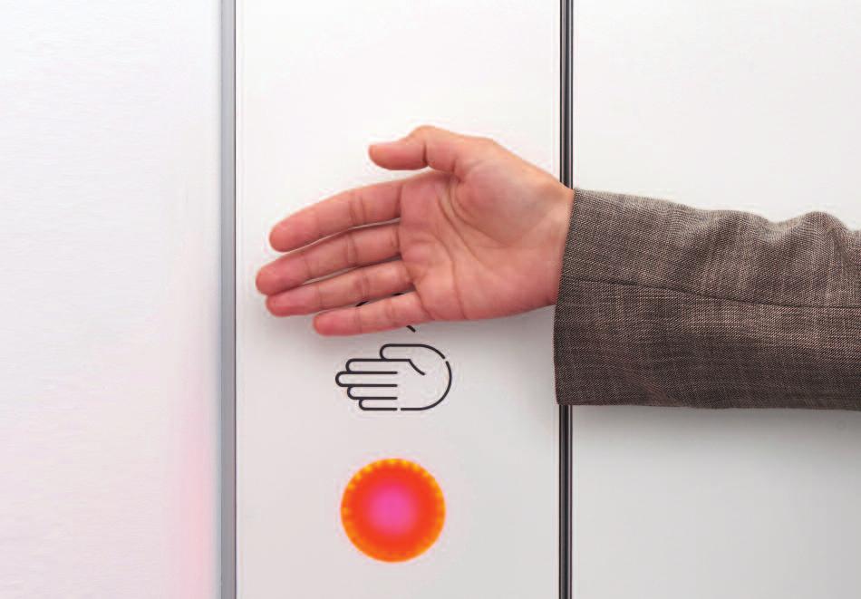 (2) (3) (3) (2) Niepotrzebny jest również kontakt przy zamykaniu drzwi. Wystarczy tylko ruch dłoni przed sensorem w kabinie.