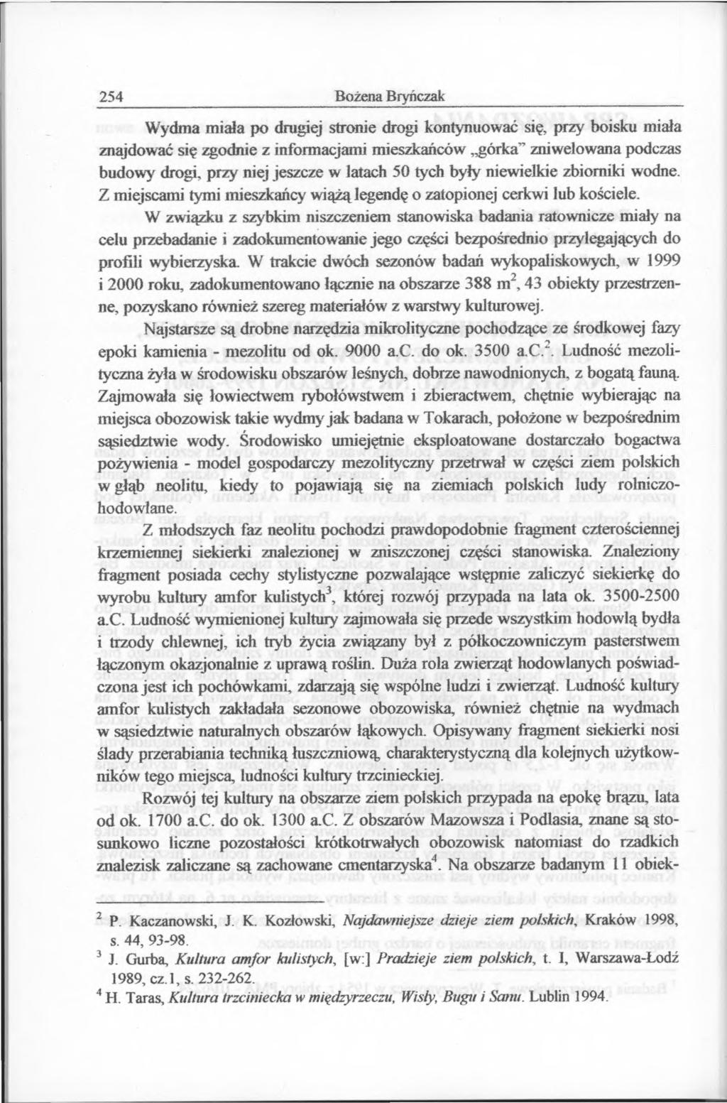 254 Bożena Bryńczak Wydma miała po drugiej stronie drogi kontynuować się, przy boisku miała znajdować się zgodnie z informacjami mieszkańców górka zniwelowana podczas budowy drogi, przy niej jeszcze