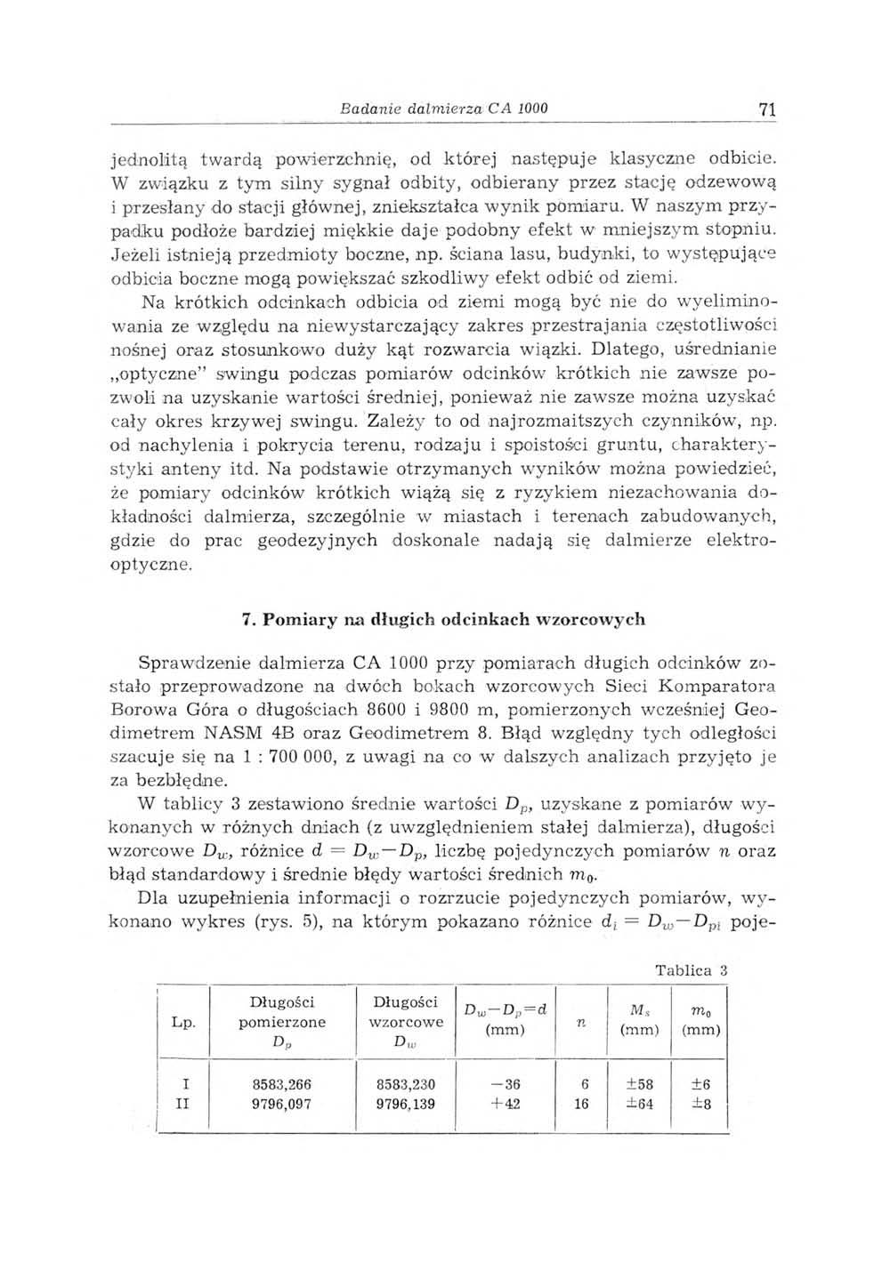 Badanie dalmierza С A 1000 71 jednolitą twardą powierzchnię, od której następuje klasyczne odbicie.