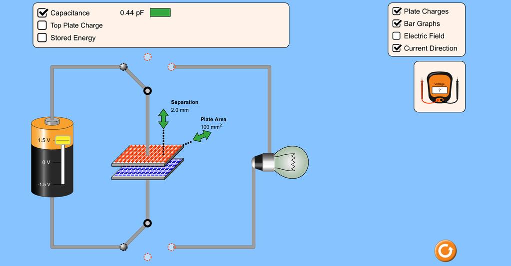 Energia zgromadzona w kondensatorze https://phet.colorado.