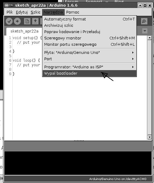 budowa, Działa niezależnie od Arduino przyjmuje pliki HEX bootloadera oraz fuse bity, Program avrdude działa dla każdej platformy (w Linuksie niezbędne uprawnienia administratora).