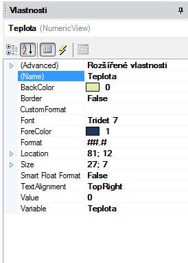 PŘÍLOHA D. MANUÁL PRO PŘENOS DAT MEZI PLC POMOCÍ WI-FI XIV Teplota - Varialbe: proměnná do které se ukládají data. 1 - Rows: počet řádků přenášené matice. 1 - Columns: počet sloupců přenášené matice.