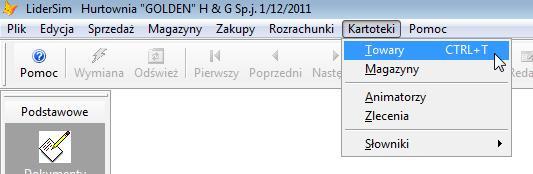 5. Zmiana stawek VAT przypisanych do towarów i usług. Menu Kartoteki -> Towary.