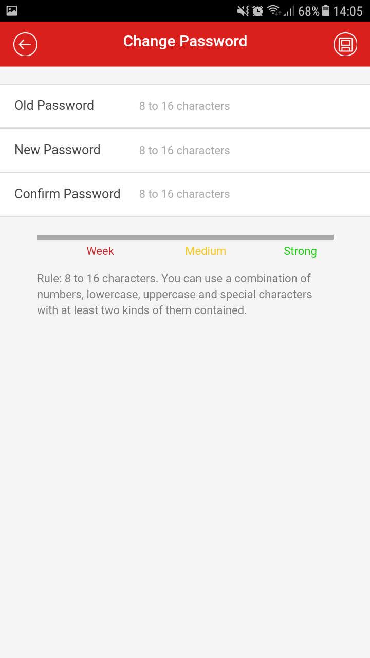 Time Configuration ustawienia dotyczące czasu Time zone strefa czasowa Synchronization mode tryb synchronizacji czasu Interval interwał synchronizacji czasu Change Password Zmiana hasła do