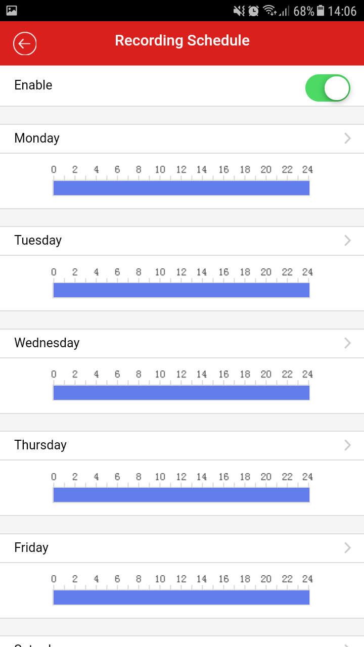 Recording Schedule umożliwia zmianę harmonogramu