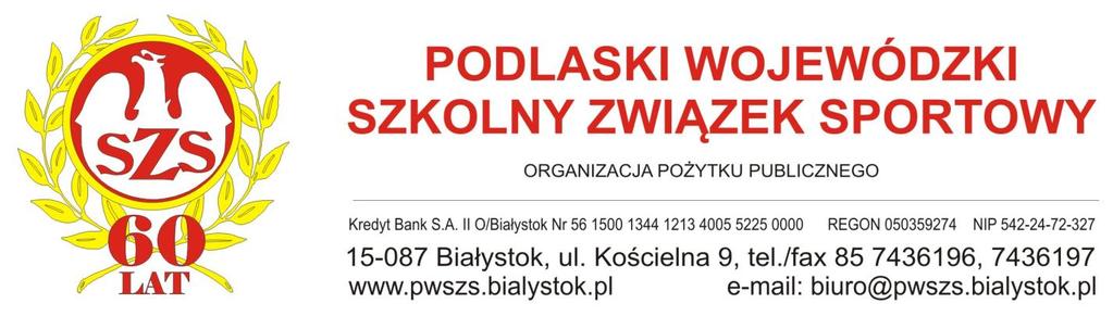 Białystok, 18.04.2019 FINAŁ WOJEWÓDZKI IGRZYSK MŁODZIEŻY SZKOLNEJ W DRUŻYNOWYCH BIEGACH PRZEŁAJOWYCH K O M U N I K A T K O Ń C O W Y Treść komunikatu: 1. Metryczka zawodów. 2.
