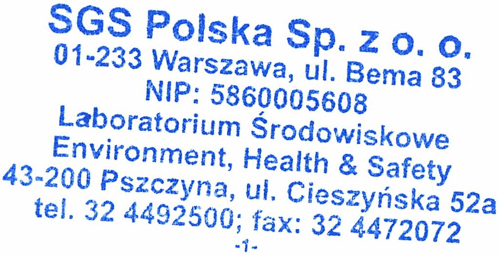 7-15, PN-ISO 5667-5:2003, PN-EN ISO 19458:2007 (A) Ocena organoleptyczna wykonana podczas pobierania próbki Mętność: Zapach: Plan pobierania: