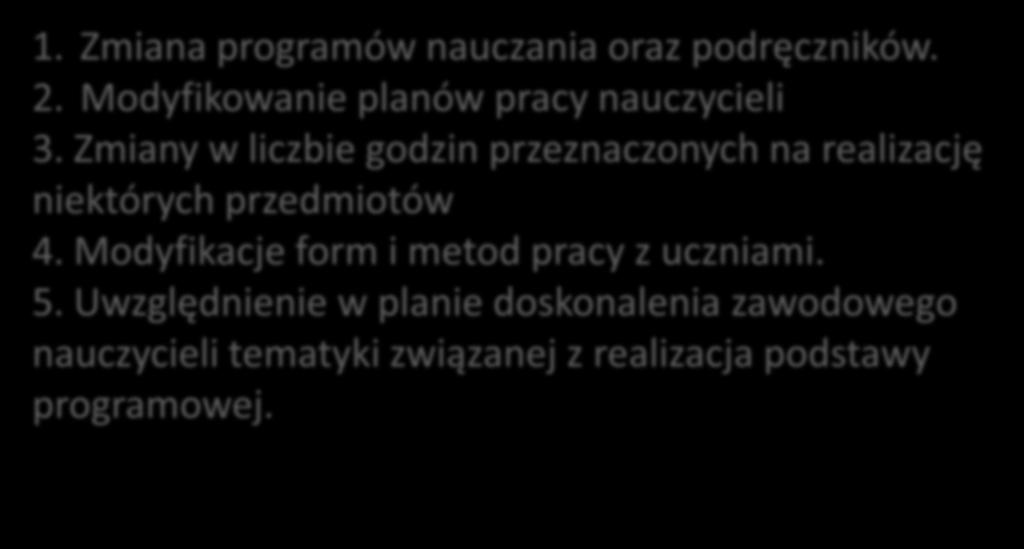 przedmiotów 4. Modyfikacje form i metod pracy z uczniami. 5.