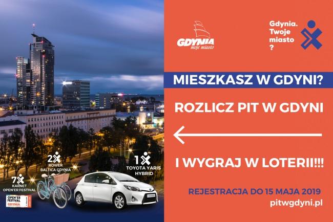 Rozlicz PIT w Gdyni i wygraj samochód Hybrydowa Toyota Yaris, rowery miejskie oraz karnety na Open er Festival 2019 czekają na Ciebie w loterii Rozlicz PIT w Gdyni. Jak je zdobyć? Zasady są proste.