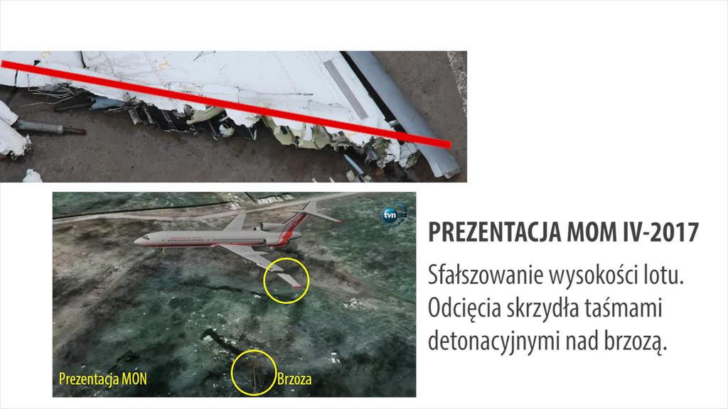 Dowody zgłoszone na przesłuchaniu w sprawie znieslawienia piotów tupolewa. Dowód 16 Sfałszowanie wysokości lotu i sposobu odcięcia skrzydła.