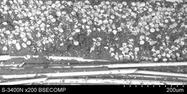 visible in the SEM images that in the case of the RTM laminate, the gas-voids have an agglomerated character and they occur in the resin-rich areas beteen the reinforcing layers.