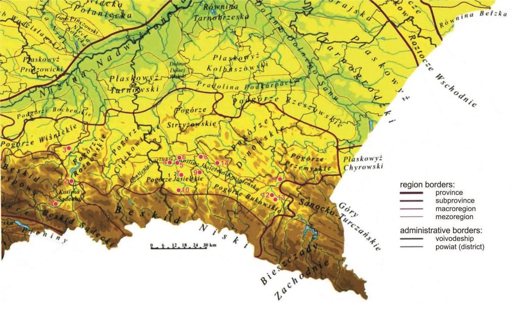 promontory, above the river Ropa, the left-bank tributary of Wisłoka (Fig. 1, 2).