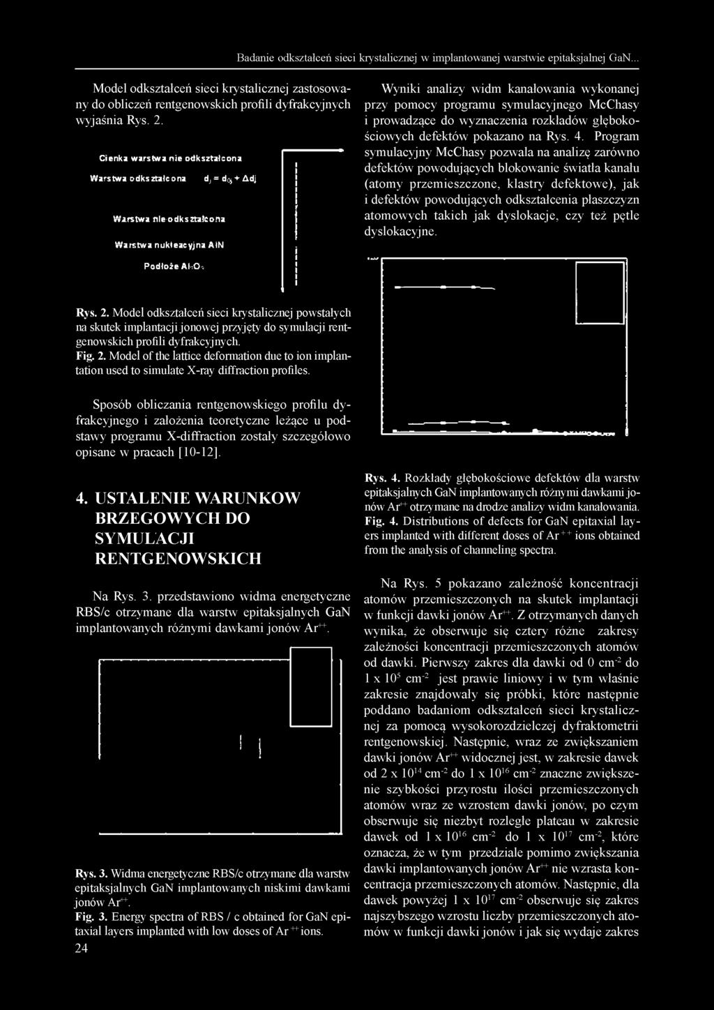 Badanie odkształceń sieci krystalicznej w implantowanej warstwie epitaksjalnej GaN... Model odkształceń sieci krystalicznej zastosowany do obliczeń rentgenowskich profili dyfrakcyjnych wyjaśnia Rys.