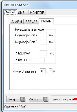 Jeżeli wartość napięcia jest niższa od ustawionej to wyśle SMS o