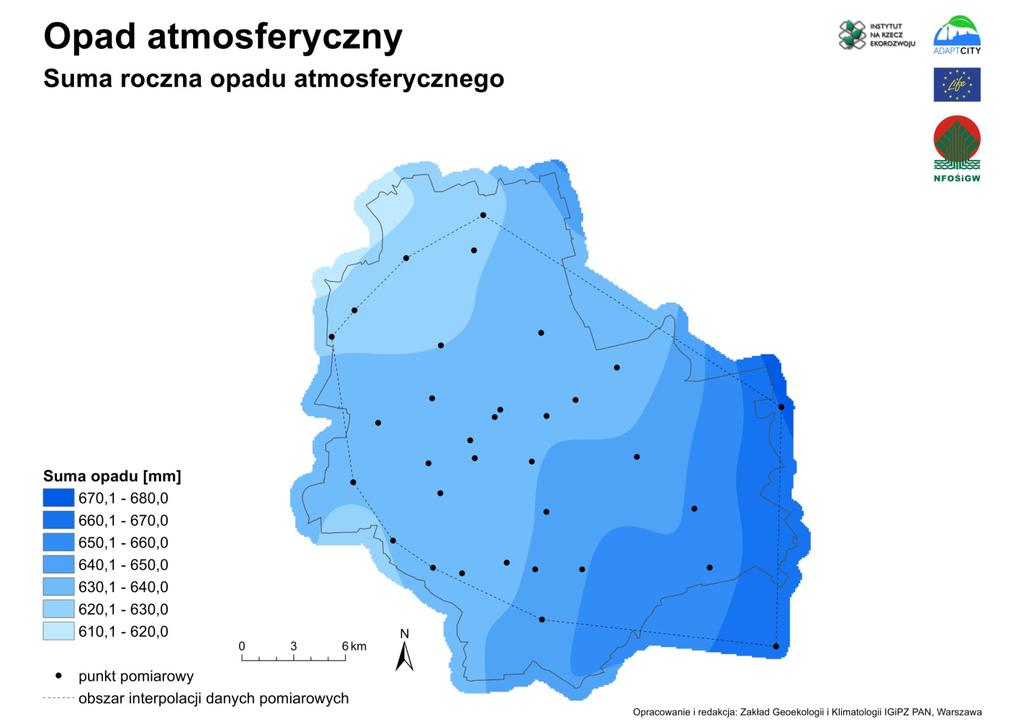 Mapy klimatyczne Opady nawalne występują najczęściej w okresie wiosenno-letnim (ponad 60% opadów rocznie).