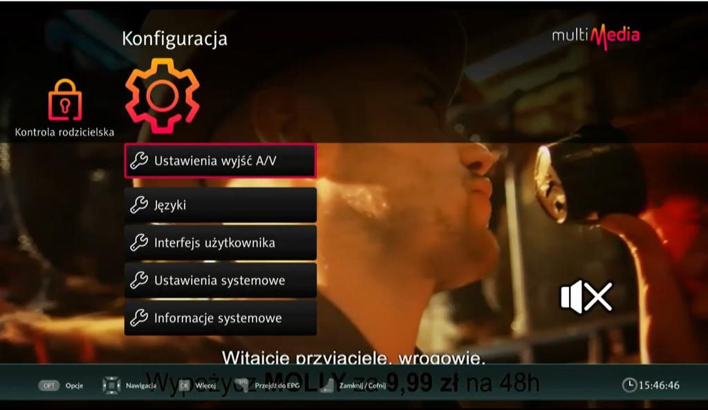 Konfiguracja Jest to ważny punkt menu, pozwala on dokonać zmian w ustawieniach dekodera.