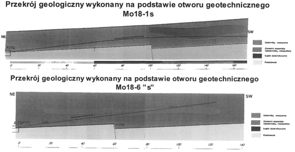 zyskanych z bieżącego profilowania wyrobisk górniczych, rdzeni z 26 otworów stropowych o długości około 7 m oraz dodatkowych dwóch otworów kierunkowych o długości 125 i 170 m. Rys. 10.