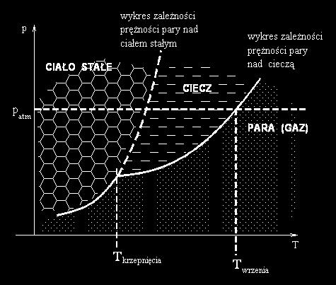 Prężność par substancji występuje gdy ciśnienie gazu jest w stanie równowagi z fazą ciekłą w danej temperaturze.