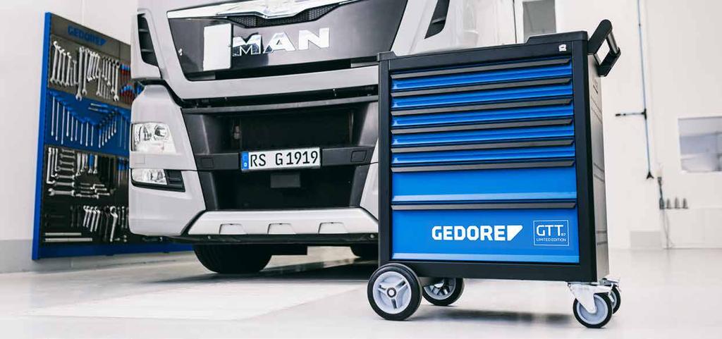 mobilnym wózkiem narzędziowym GTT B-7 firmy GEDORE oferuje kompleksowe wyposażenie podstawowe, w wymiarach metrycznych, dla każdego warsztatu samochodowego lub warsztatu majsterkowicza.