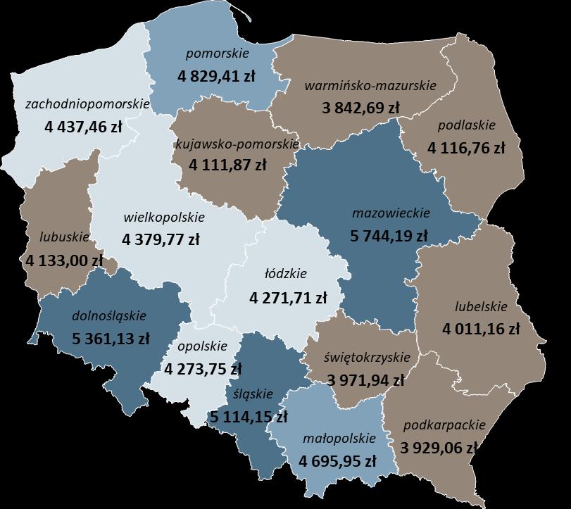 WYNAGRODZENIA W SEKTORZE PRZEDSIĘBIORSTW* Powyżej 5 084,00 zł 4 668,00 zł - 5 084,00 zł 4 252,00 zł - 4 668,00