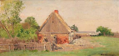 28 Michał Gorstkin Wywiórski (1861 Warszawa 1926 Berlin) Chata olej, tektura, 31,5 64