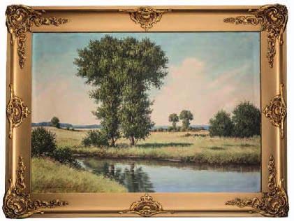 48 Malarz nieokreślony (XX w.) Nad wodą olej, płótno, 71 101 cm sygn. l. d.