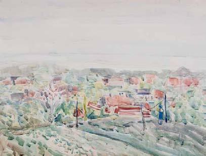 83 Władysław Brzosko (1912 Czyta/Syberia 2011 Arizona) Panorama Sopotu akwarela, ołówek, papier, 45 58 cm Pochodzenie: Kolekcja