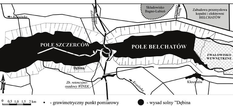 rzędowych, których strop zalega na głębokości 110 m od strony północnej i 50 m w części centralnej. Strefa ta, zwłaszcza od strony północnej i południowej, ma małą miąższość (rys. 1). 3.