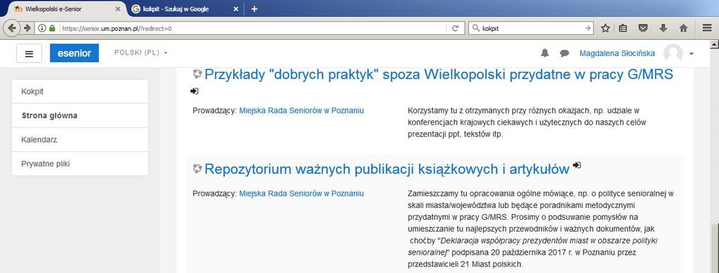 7. Obecnie na platformie Wielkopolski e-senior znajduje się 5 kursów dedykowanych dla Rad Seniorów działających na terenie Wielkopolski.