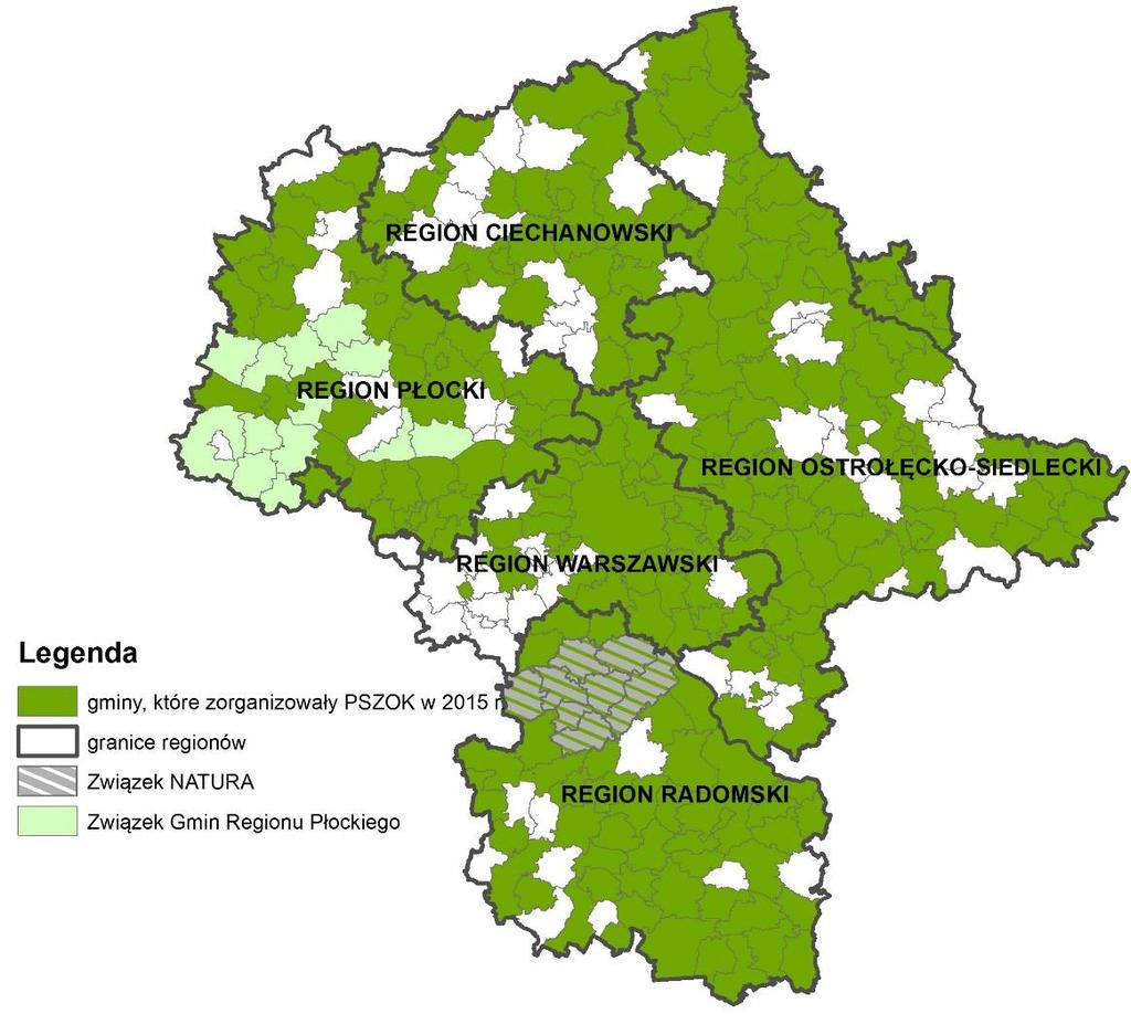 Gminy, które zorganizowały PSZOK 2015 r.