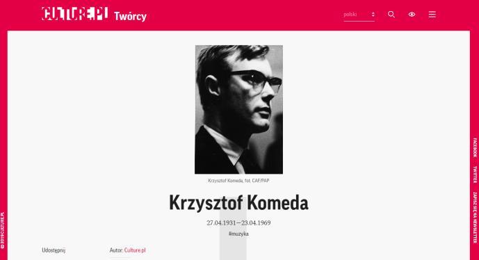 Krzysztof Komeda w Internecie przydatne linki: Sylwetka Krzysztofa Komedy na portalu Culture.