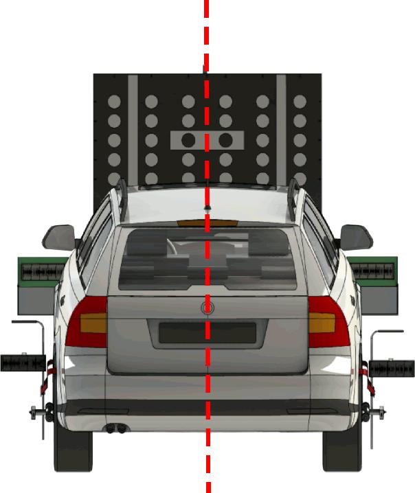 Praca z narzędziem CSC Ustawienie tablicy CSC równolegle do pojazdu 6. Wykonać kroki 4 + 5 dla 2-go modułu lasera. 7.