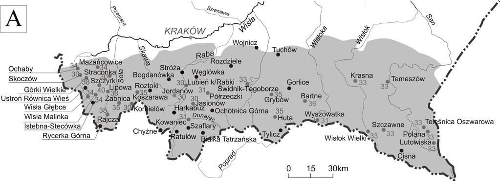 M. Cebulska Okresy bez opadów i ze słabymi opadami w polskich Karpatach ( 13) 57 < dni; days dni; days Rysunek 5.